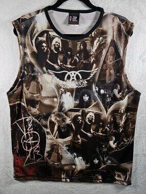 Giant Merchandising Aerosmith Tank Top All-Over Photo Brown Size XL